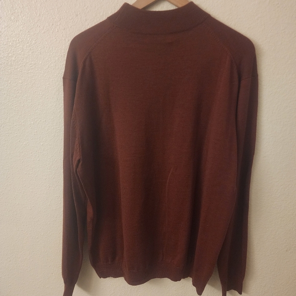 Pronto Uomo Brown 100% Extra Fine Merino Wool Sweater Mens Large - Picture 7 of 9